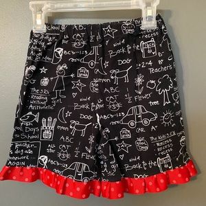 Handmade boutique school girl ruffle shorts 6-7